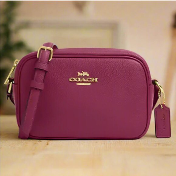 Coach Mini Jamie Crossbody Bag Pink Leather CQ875 Red - Picture 1 of 12
